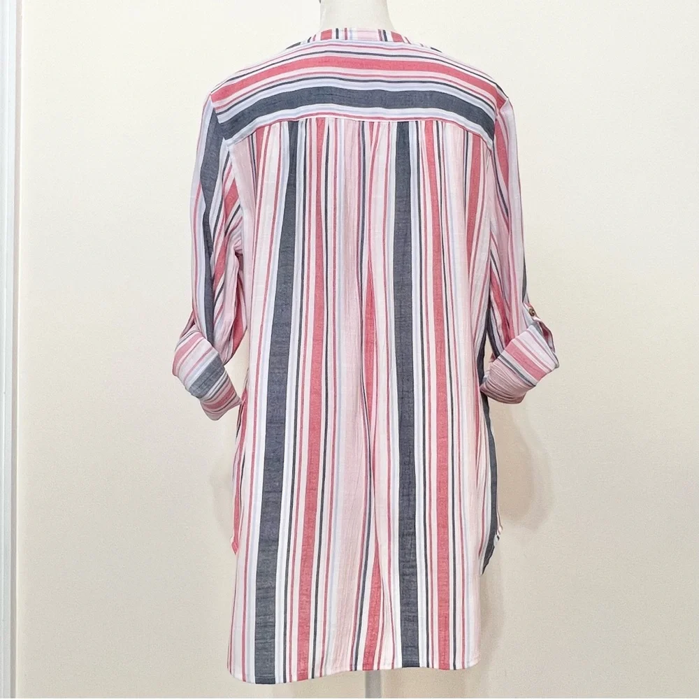 Kim Rogers Striped Long Sleeve Top Resortwear Cruise Lightweight Nautical - Picture 7 of 10